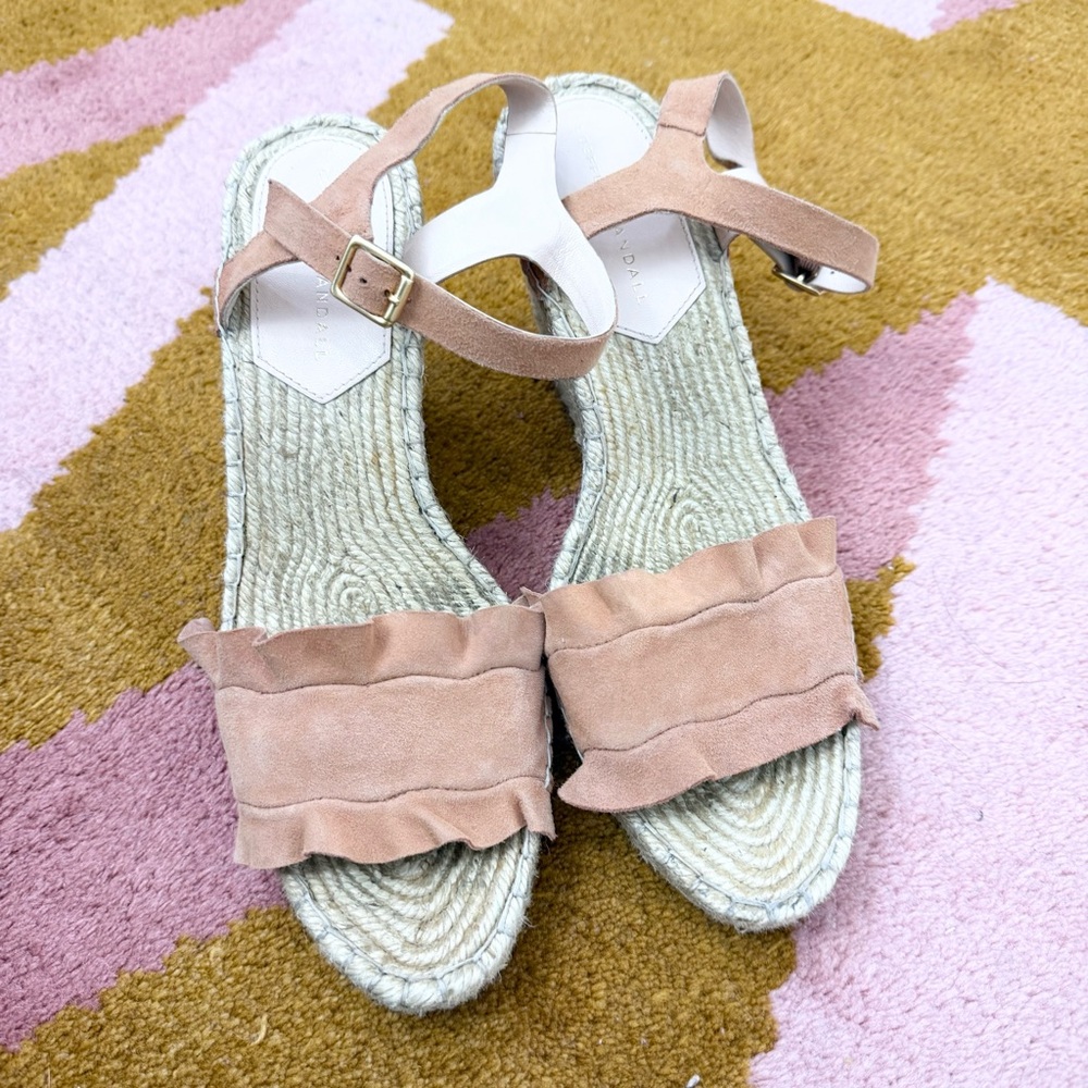Loeffler Randall Gabby Melon Suede Espadrille Wedge Sandals Size 10 - Picture 3 of 7